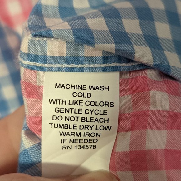 Vineyard Vines Whale Gingham Harbor Party Lights Button Down -Boys X… - Picture 6 of 12